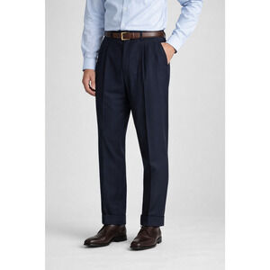 Gatsby Mens Pleated Dress Pants 34 Navy Cuffed Hem Trousers Formal Preppy Office